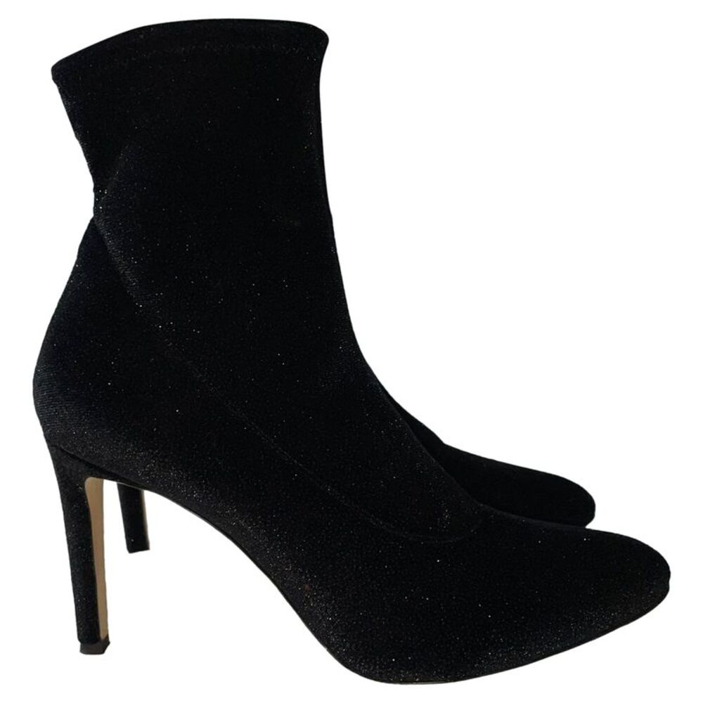 Giuseppe Zanotti Celeste Ankle Booties in Black Glitter Velvet